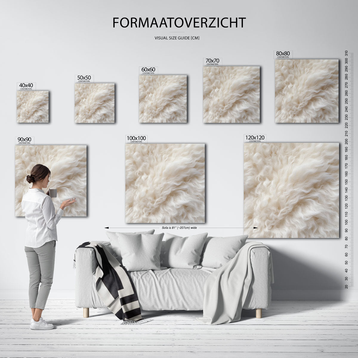 Zachte wol textuur – vierkante muurposter met jungle thema