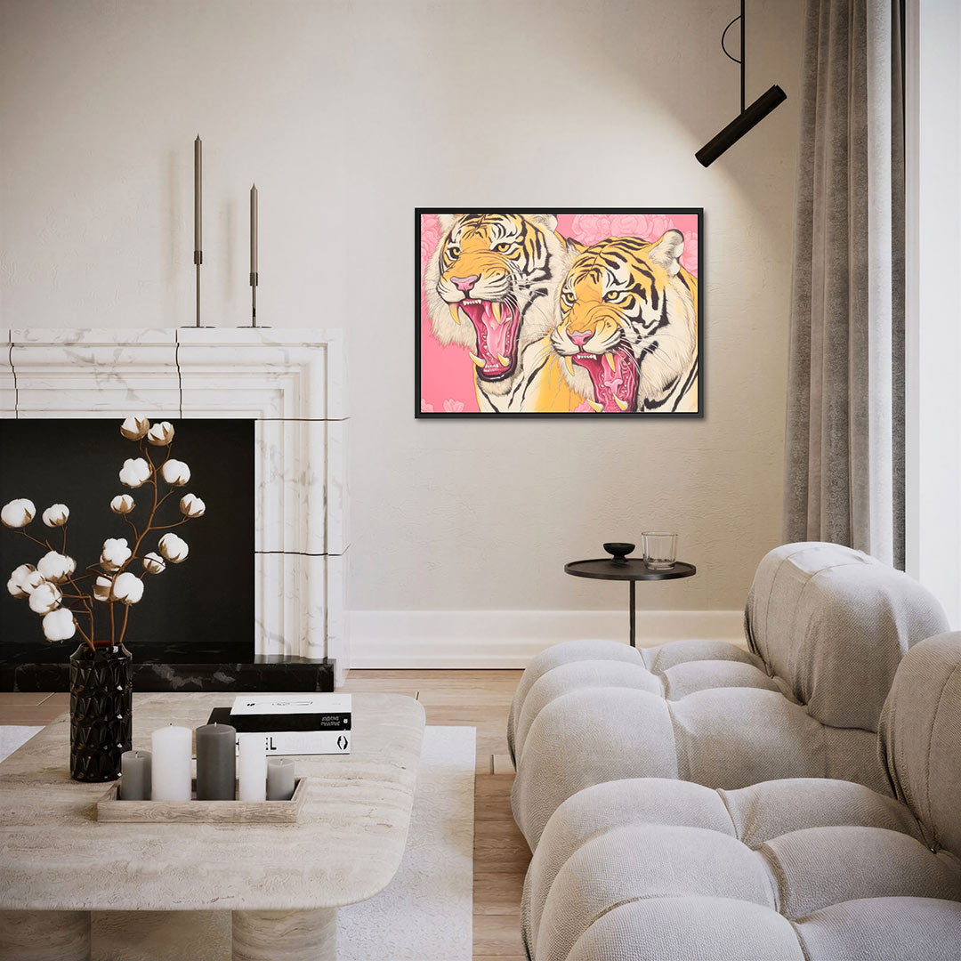 Twee tijgers – liggende wanddecoratie