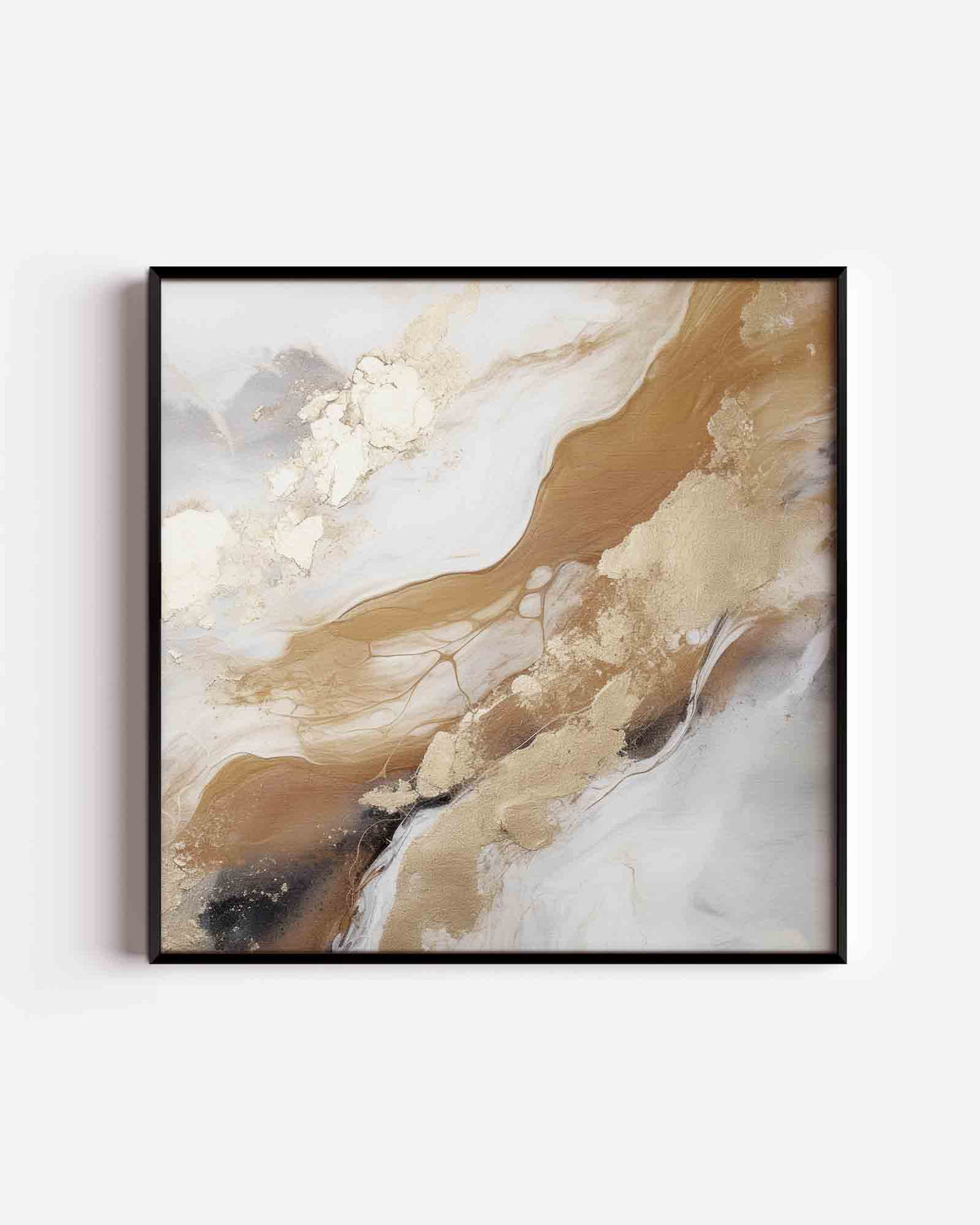 Abstracte beige en goud – zacht abstracte vierkante poster als wanddecoratie