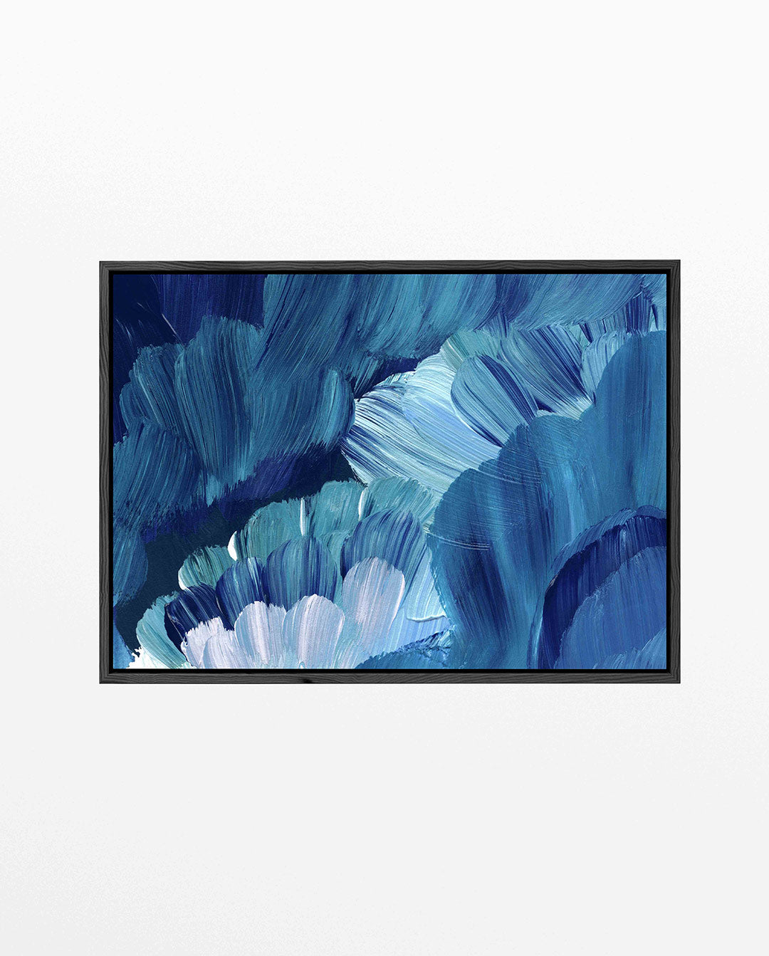 Dynamische blauwe borstels – Creëren – liggend wanddecoratie kunstwerk