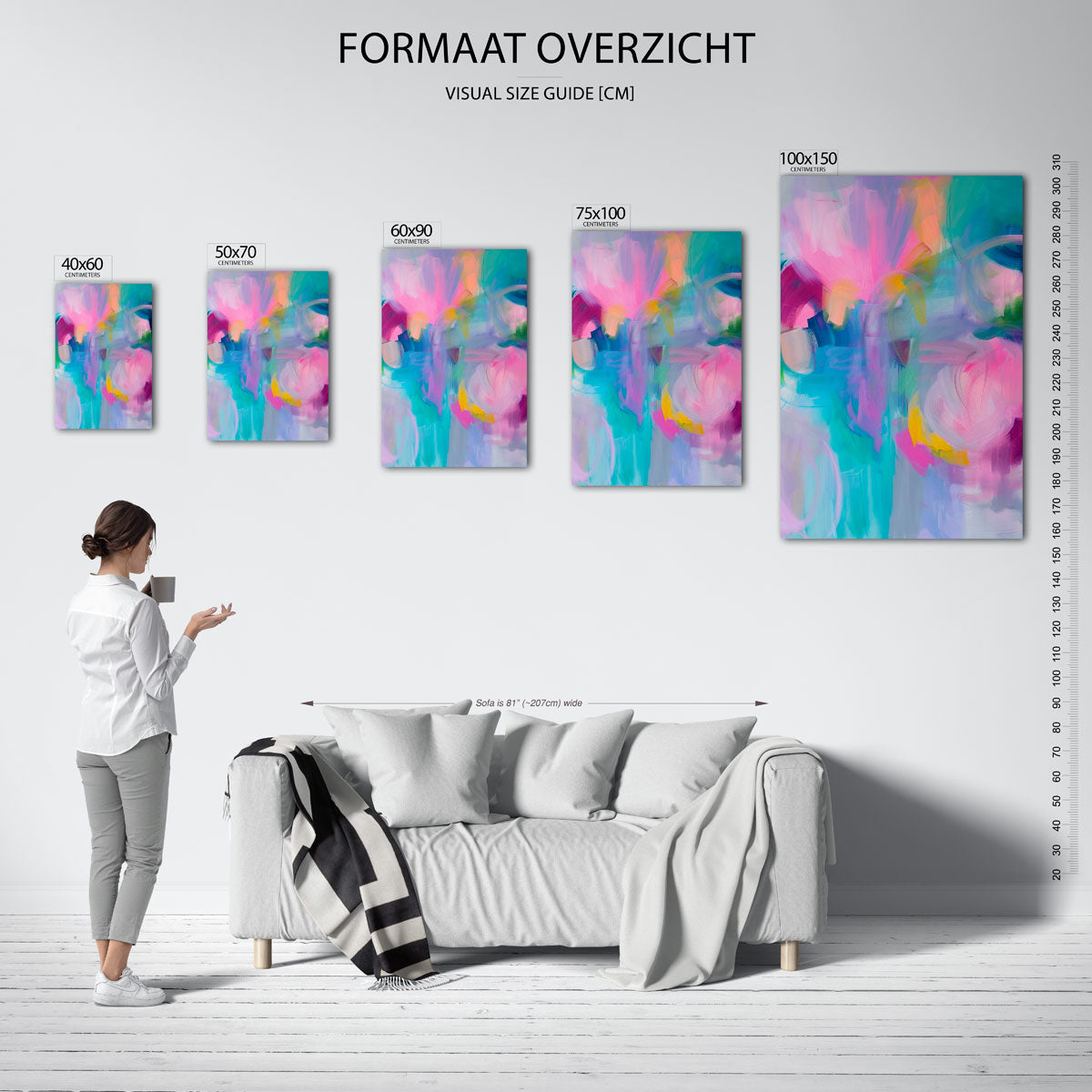 Kleurrijke vormen – staand wanddecoratie kunstwerk
