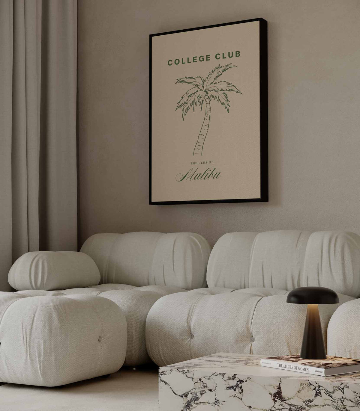 Palmboom Illustratie - College Club – plexiglas wanddecoratie in portret formaat