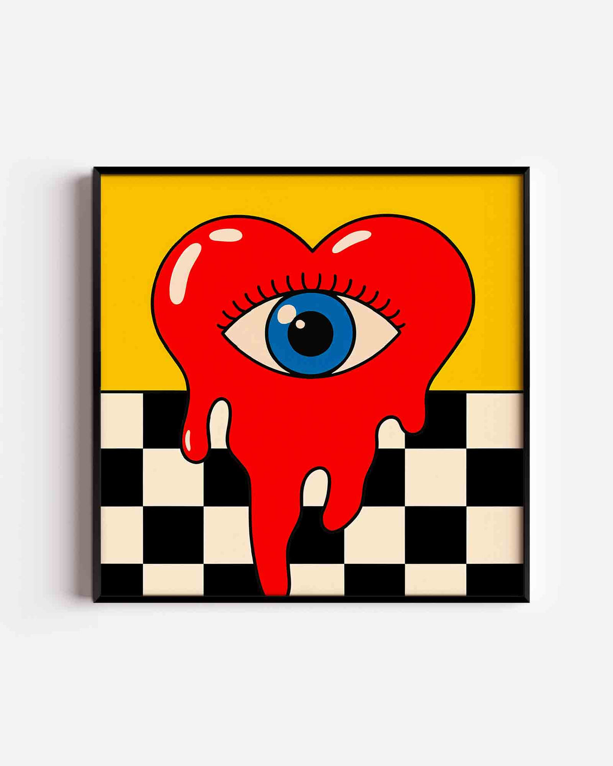 Smeltend hart met oog – Pop Art vierkante poster als wanddecoratie