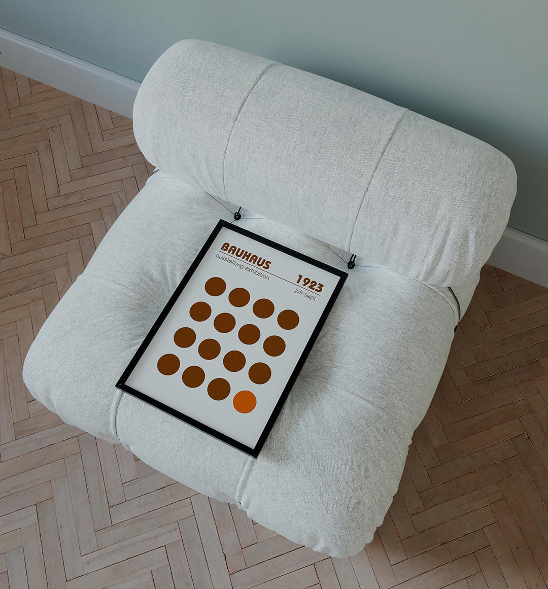 Cirkelpatroon en tekst – staande Bauhaus poster voor aan de muur