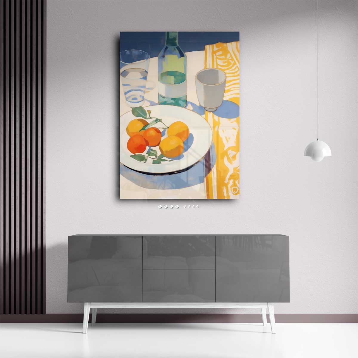 Mediterraanse Stilleven in Zonlicht – plexiglas wanddecoratie in portret formaat