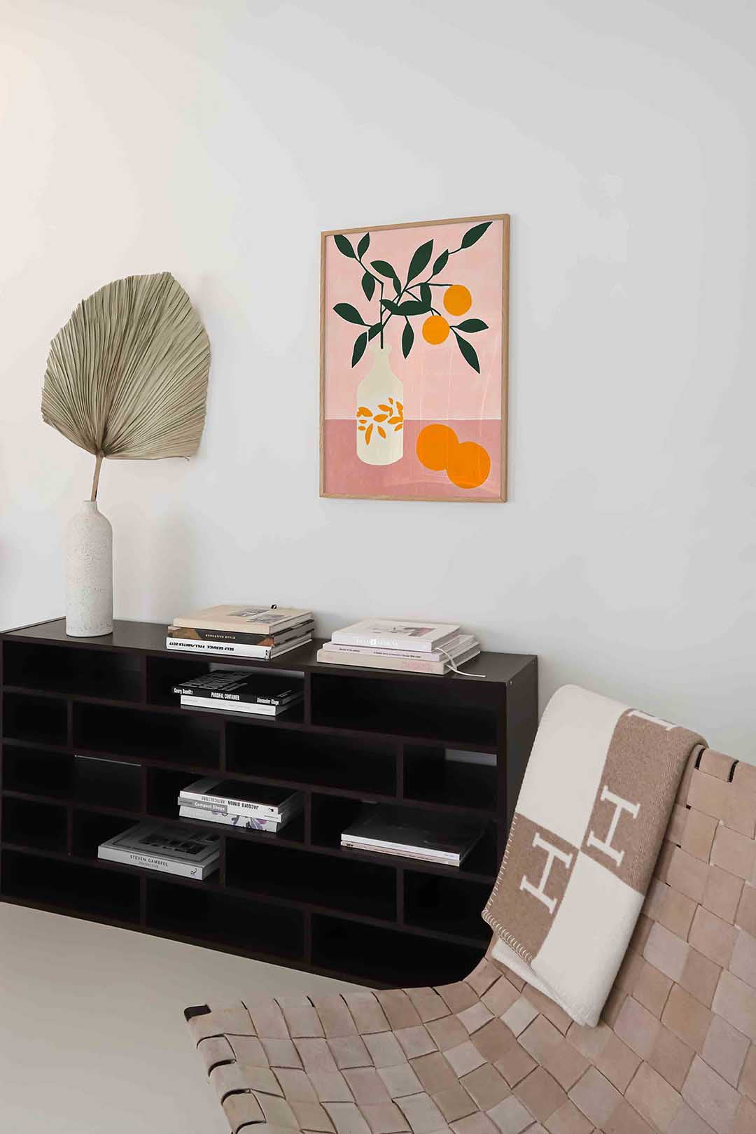 Tak met sinaasappels – staande moderne wanddecoratie van WallArtistic