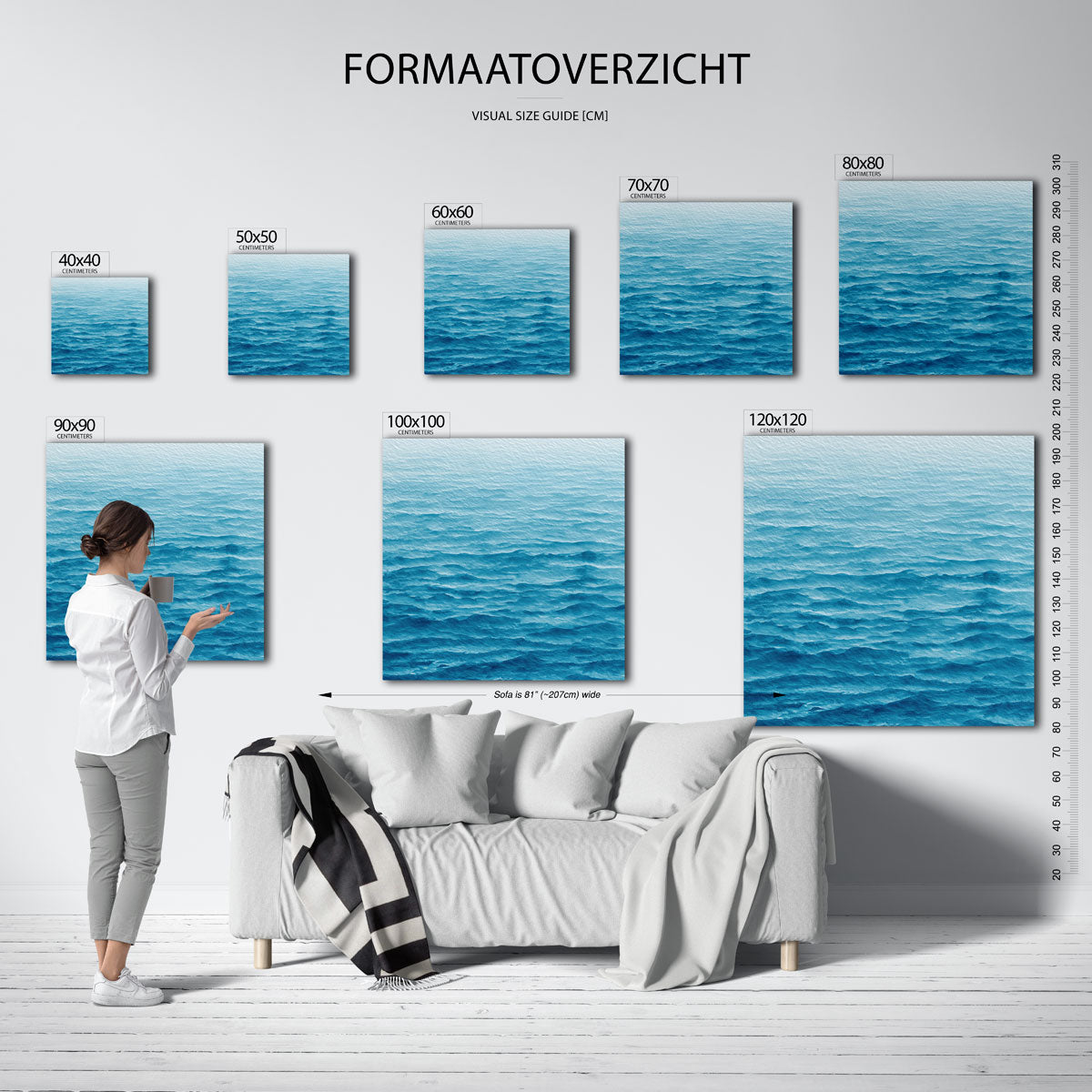 Golvende zee – tropische wandkunst als vierkante poster