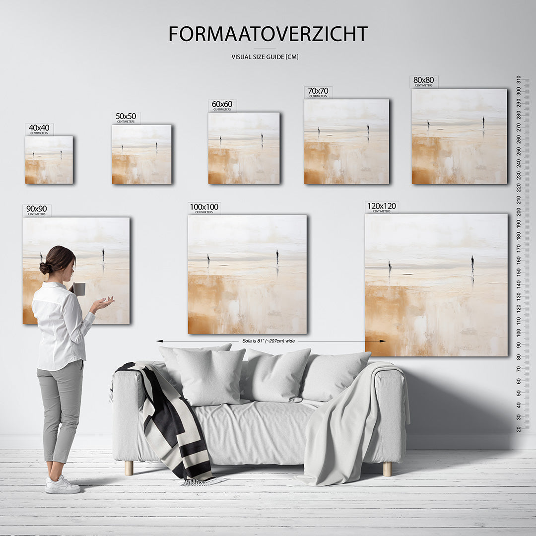 Landschap kunstwerk – materiaalweergave – dit werk toont een compositie met zachte overgangen tussen beige en wit. Twee