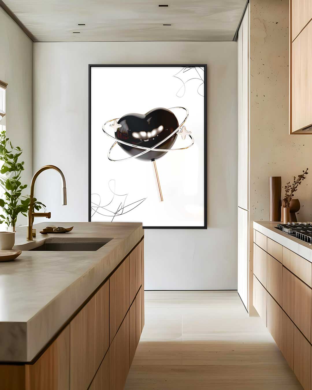 Ruimtelijk Hart Lollyart – dibond wanddecoratie in staand formaat