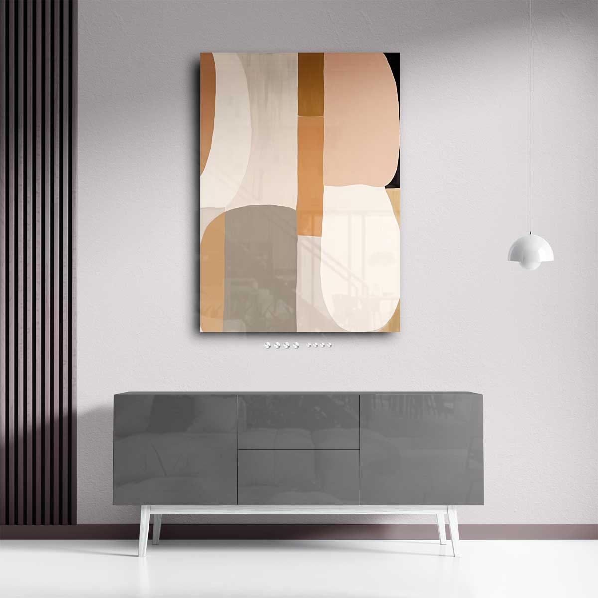 Zachte Aardetinten Abstractie – plexiglas wanddecoratie in portret formaat