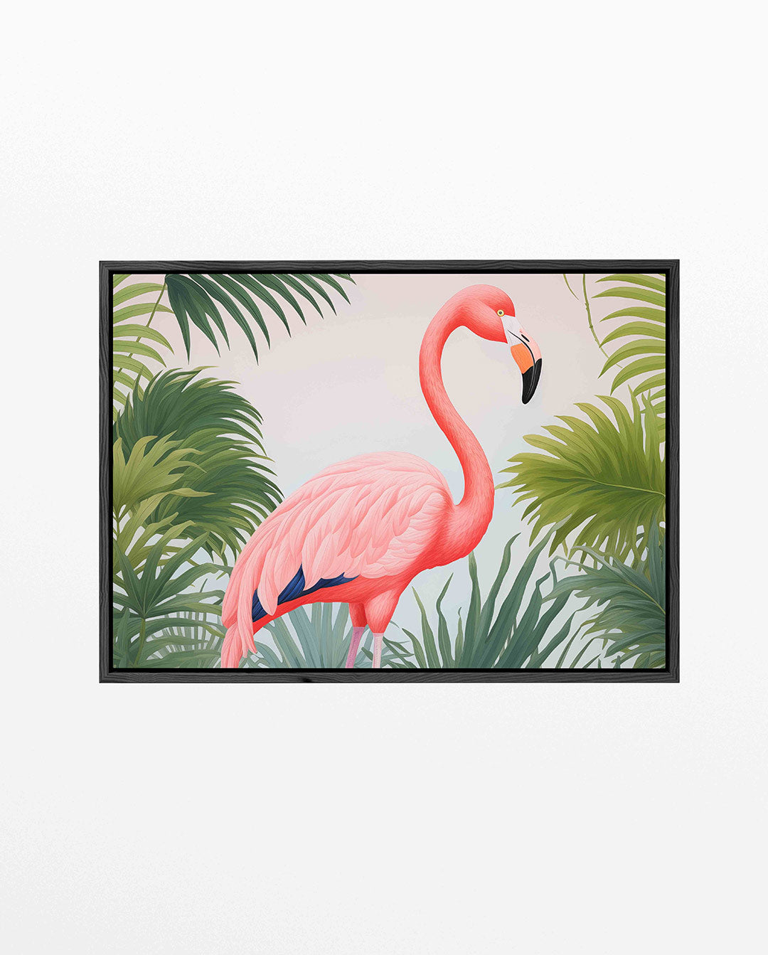 Flamingo en palmen – liggend jungle kunstwerk