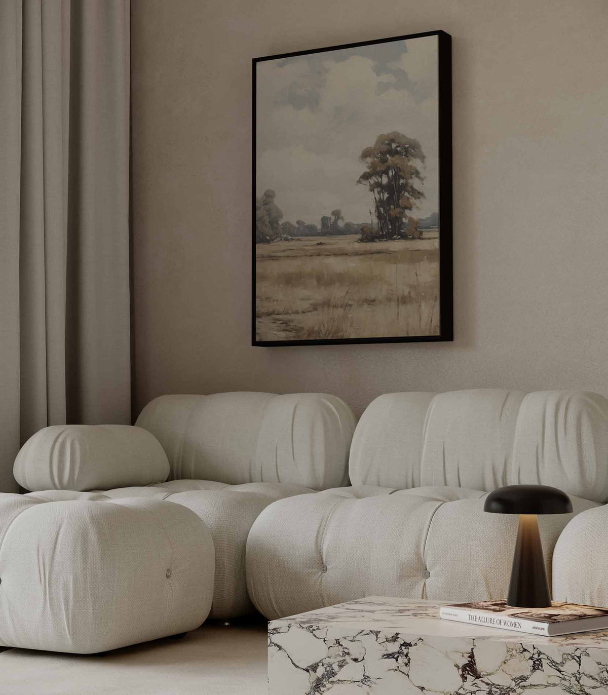 Zomerlandschap in Vervagende Tinten – canvas wanddecoratie in portret formaat
