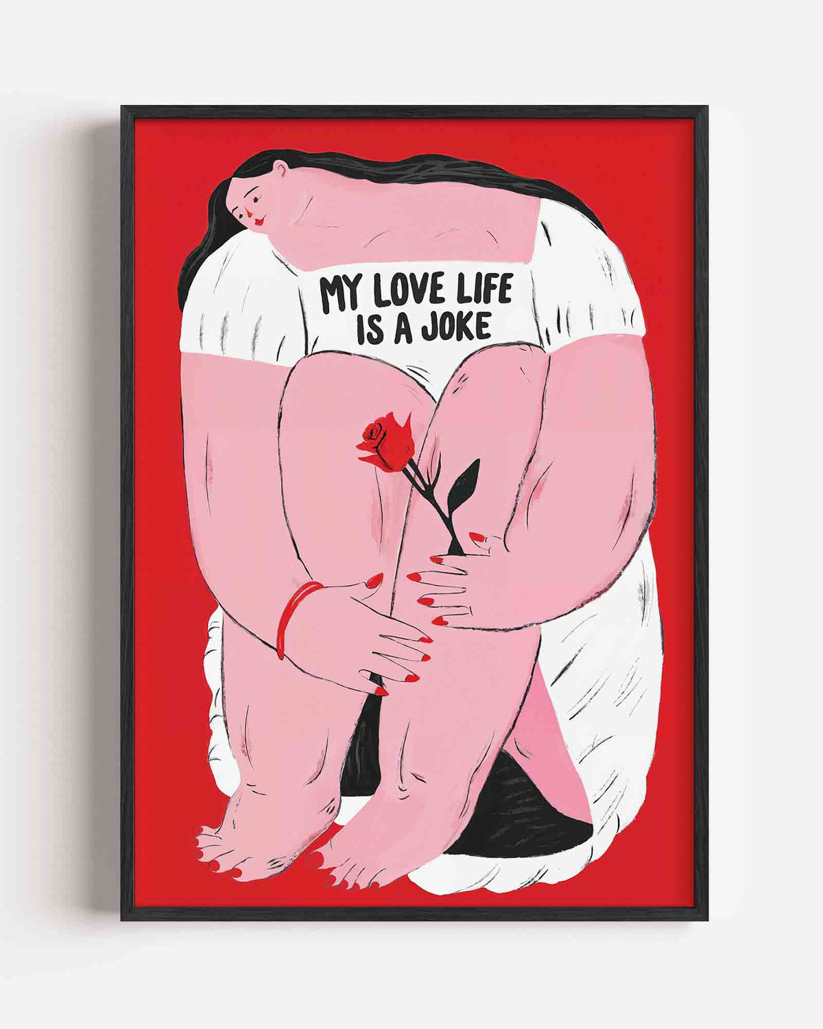 Vrouw met roos – Pop Art en Streetart portret poster als wanddecoratie