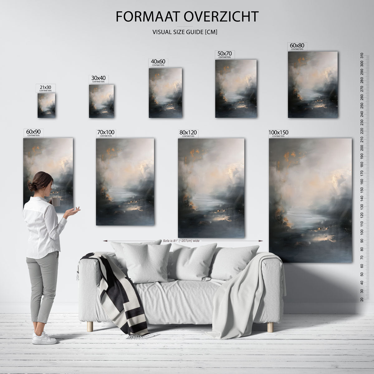 Abstracte grijze en beige – staande muurposter met abstracte texturen