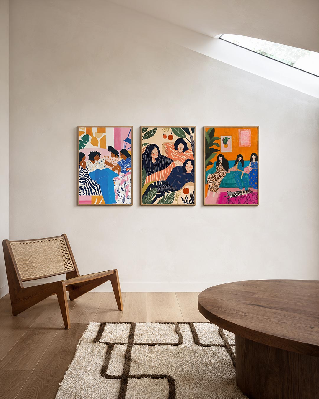Kleurrijk samenspel posterset – derde productweergave – deze posterset in drie delen toont een levendig lijnenspel