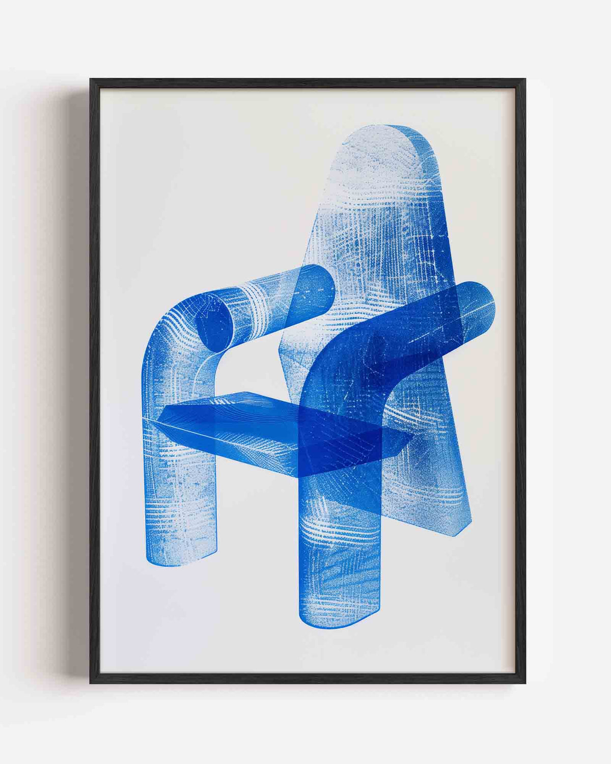 Abstracte blauwe stoel – hedendaagse illustratie portret poster als wanddecoratie