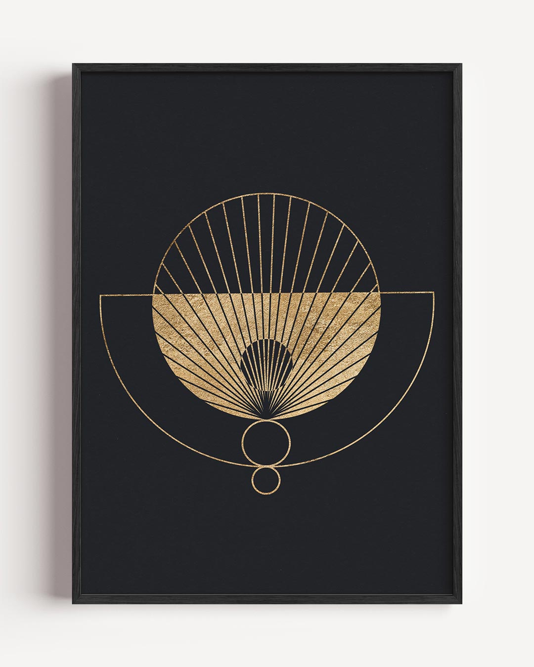 Geometrisch Gouden Zonontwerp – textuur portret poster als wanddecoratie