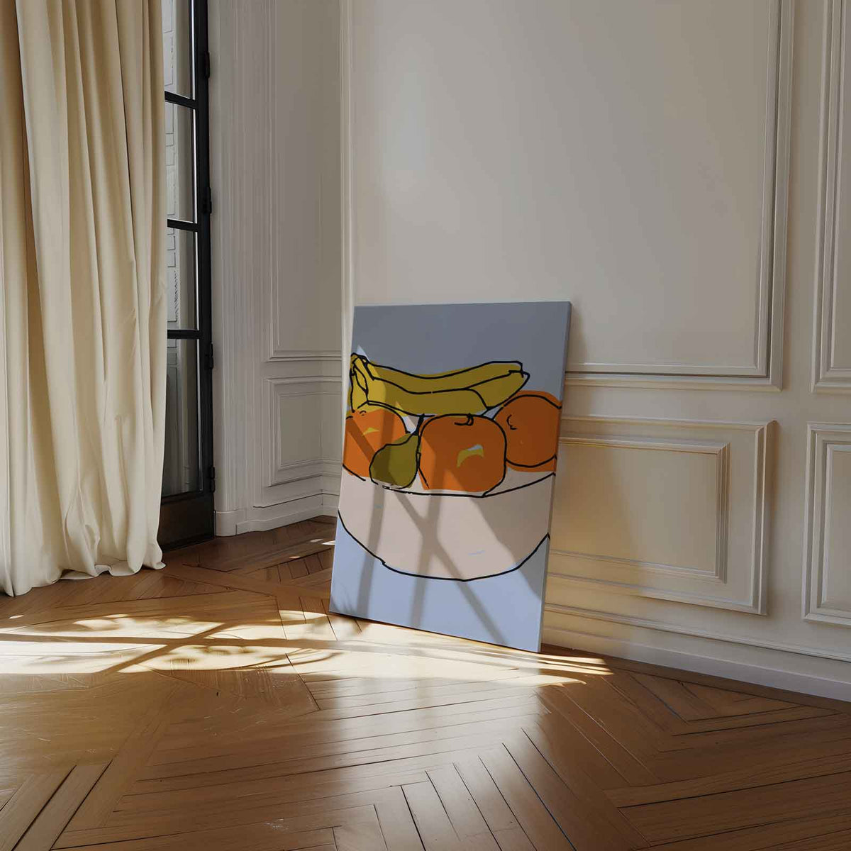 Vrolijke Fruitschaal Illustratie – staand kunstwerk voor modern interieur
