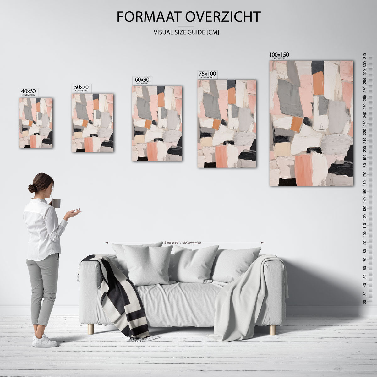 Kleurrijke vlakken – staand wanddecoratie kunstwerk