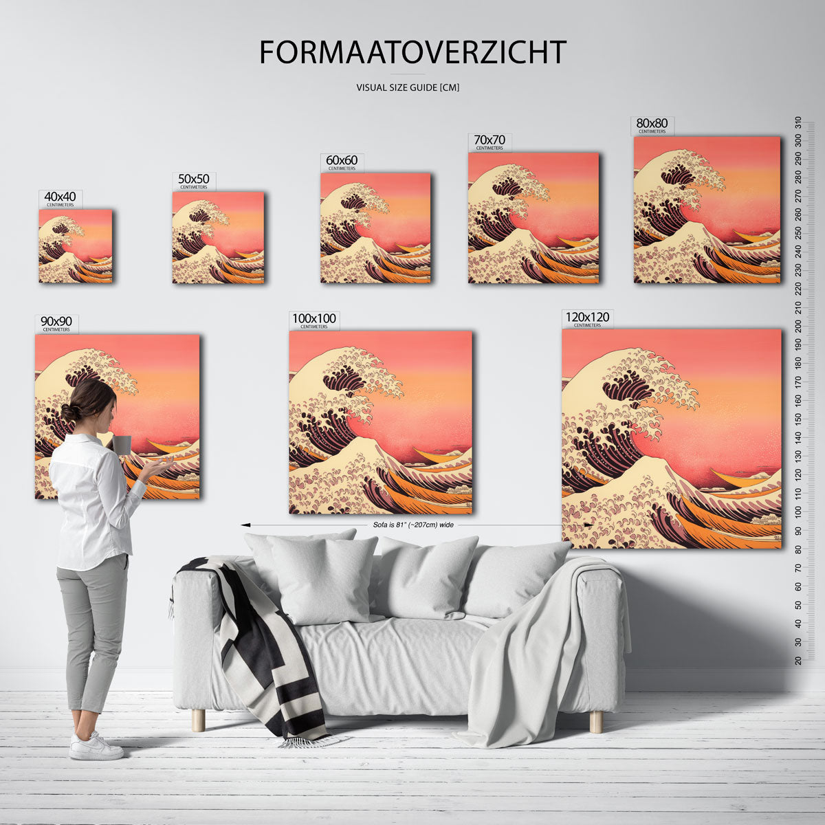 Grote golf – vierkante muurposter met kleurrijke vormen