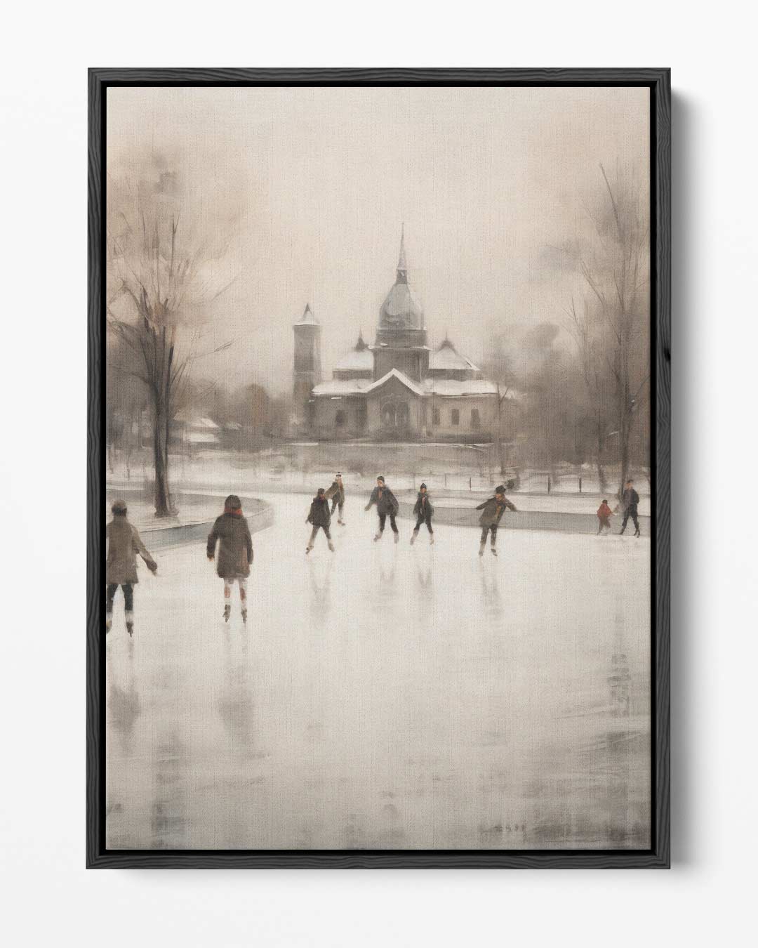 Winterse Schaatspret – portret kunstwerk als wanddecoratie