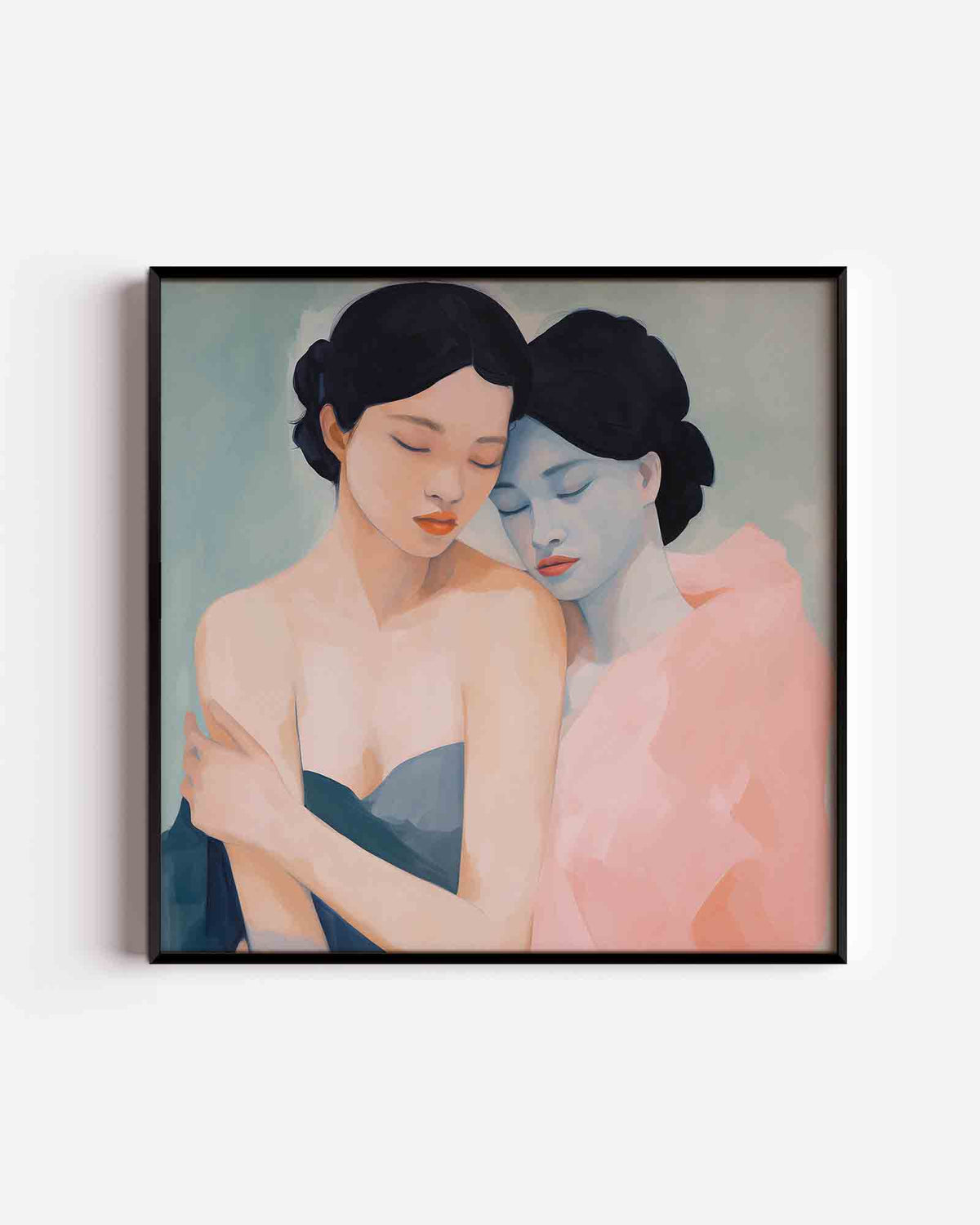 Twee vrouwen in omhelzing – vrouwelijk portret als vierkante poster