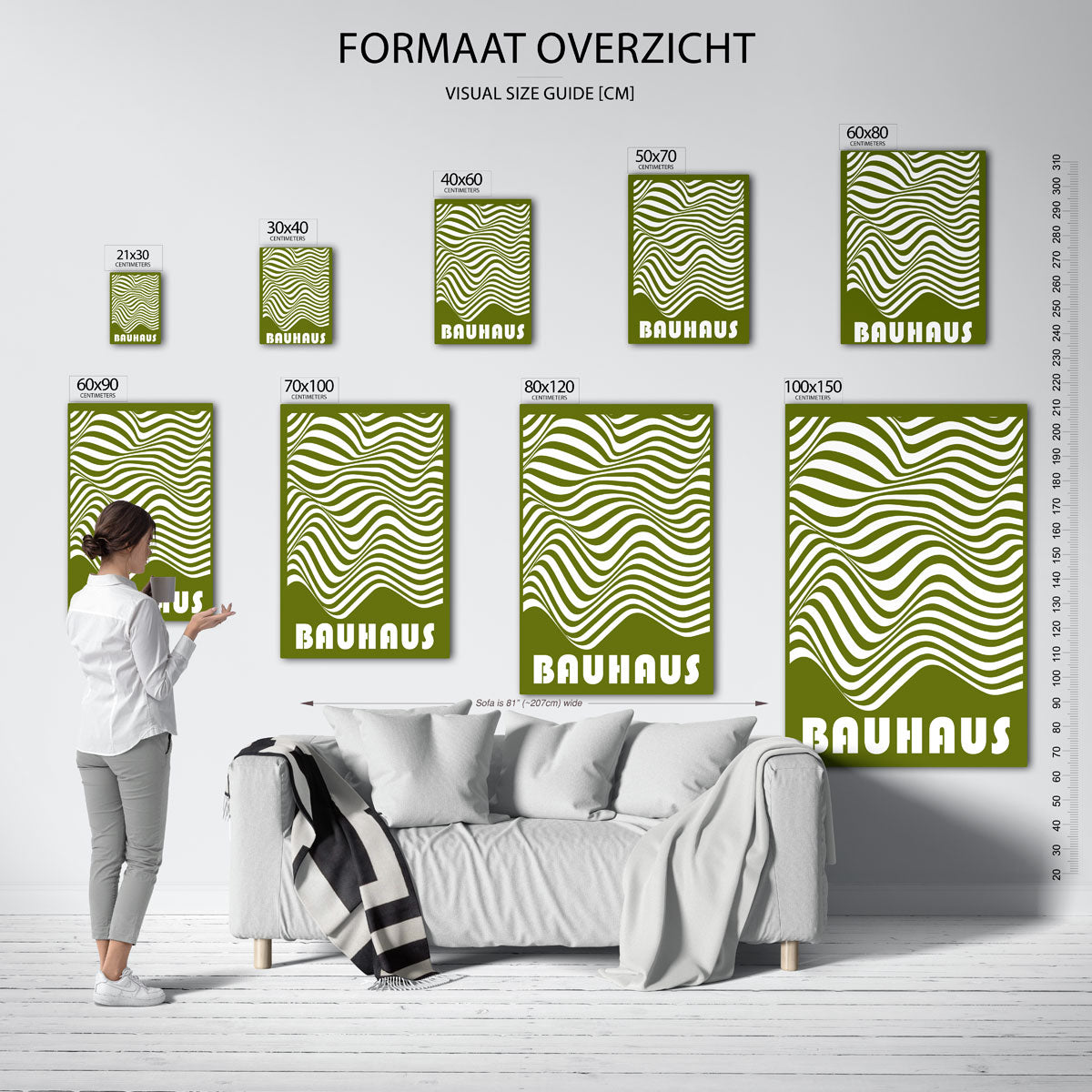 Golvend lijnenspel – Bauhaus poster als moderne geometrische wanddecoratie
