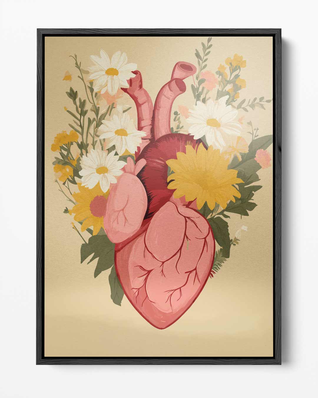 Hart en Bloemen Harmonie – portret kunstwerk als wanddecoratie