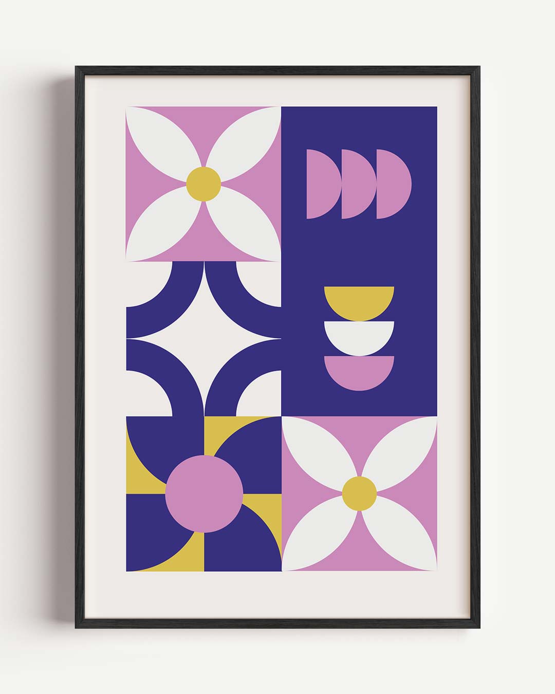 Moderne Retro Bloemenposter – kleurrijke abstracte portret poster als wanddecoratie