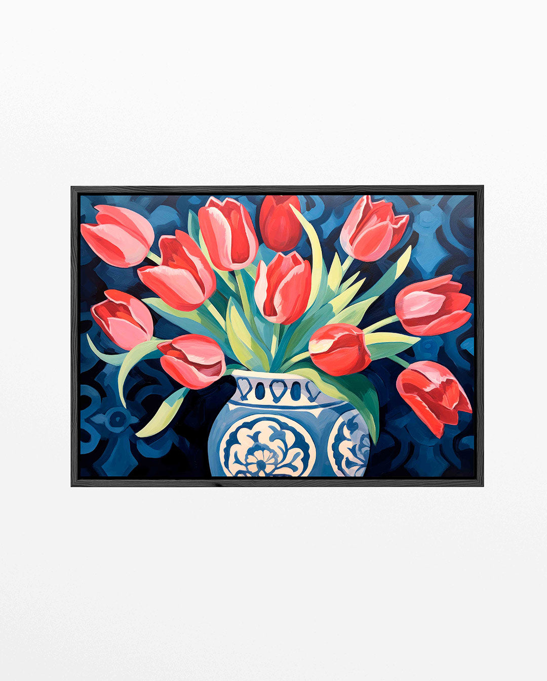 Bloemen in vaas – Modern kunstwerk – liggend modern kunstwerk