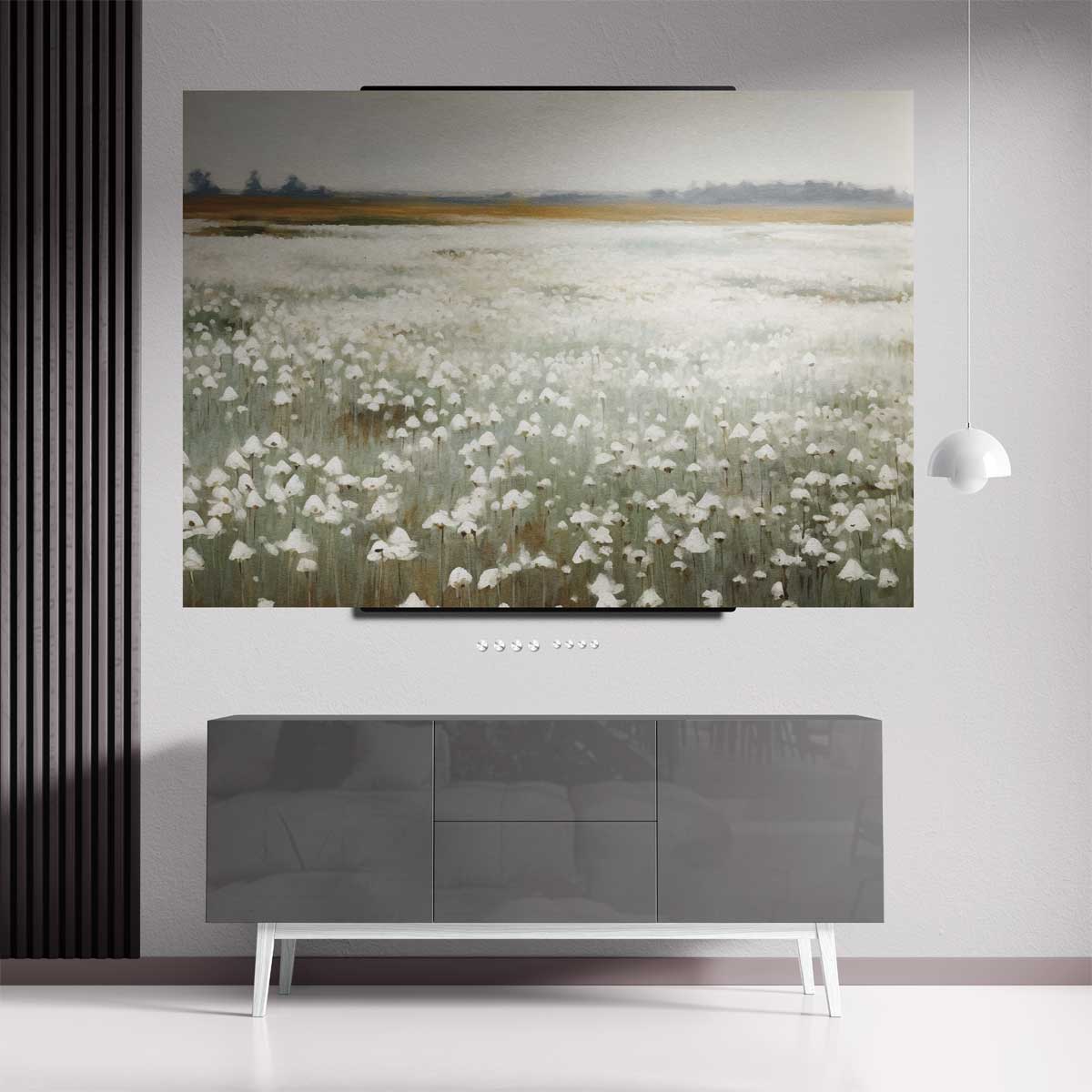 Veld van Witte Bloemen – staande wandkunst voor woonkamer of interieur