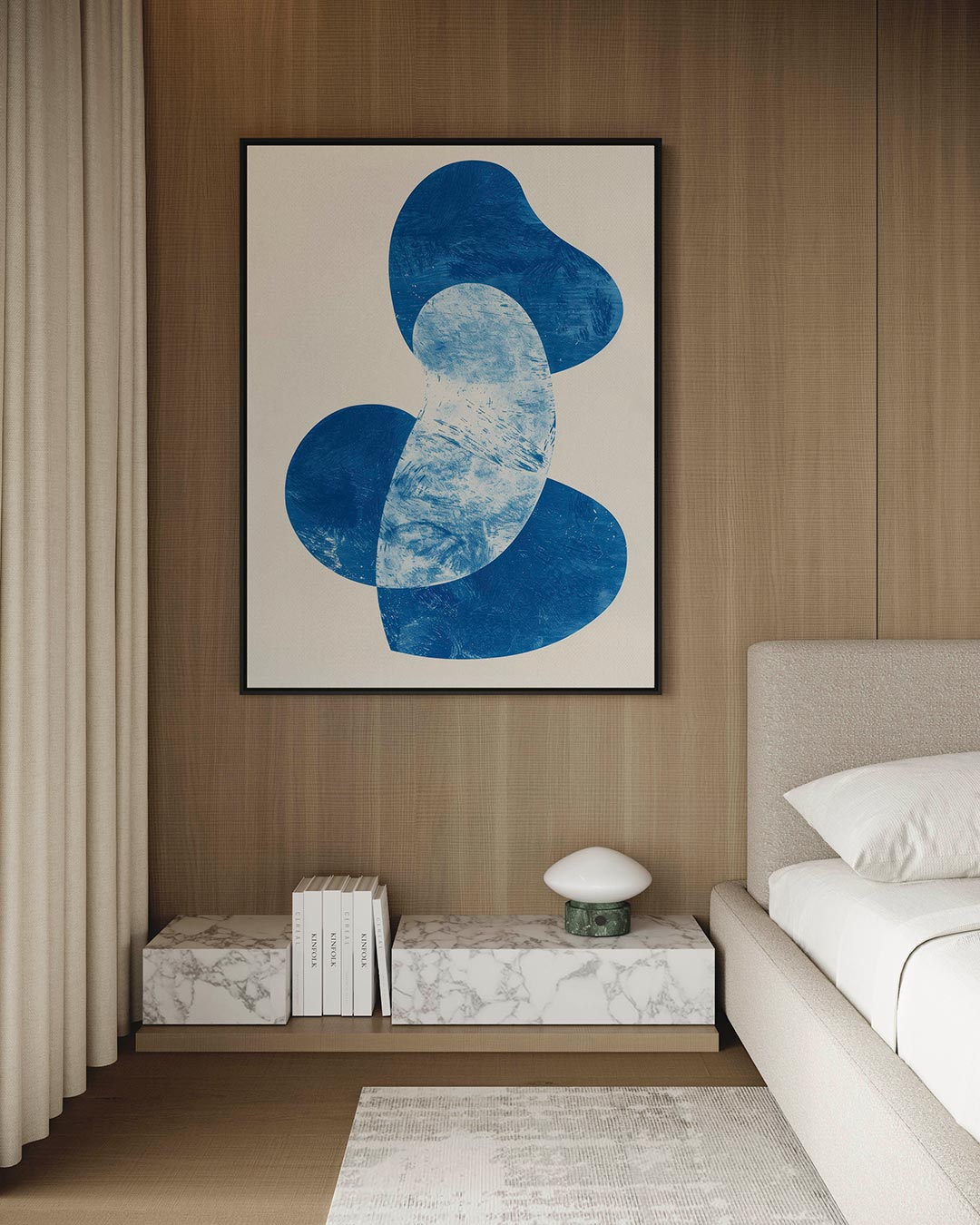 Organische blauwe vormen – staand wanddecoratie kunstwerk