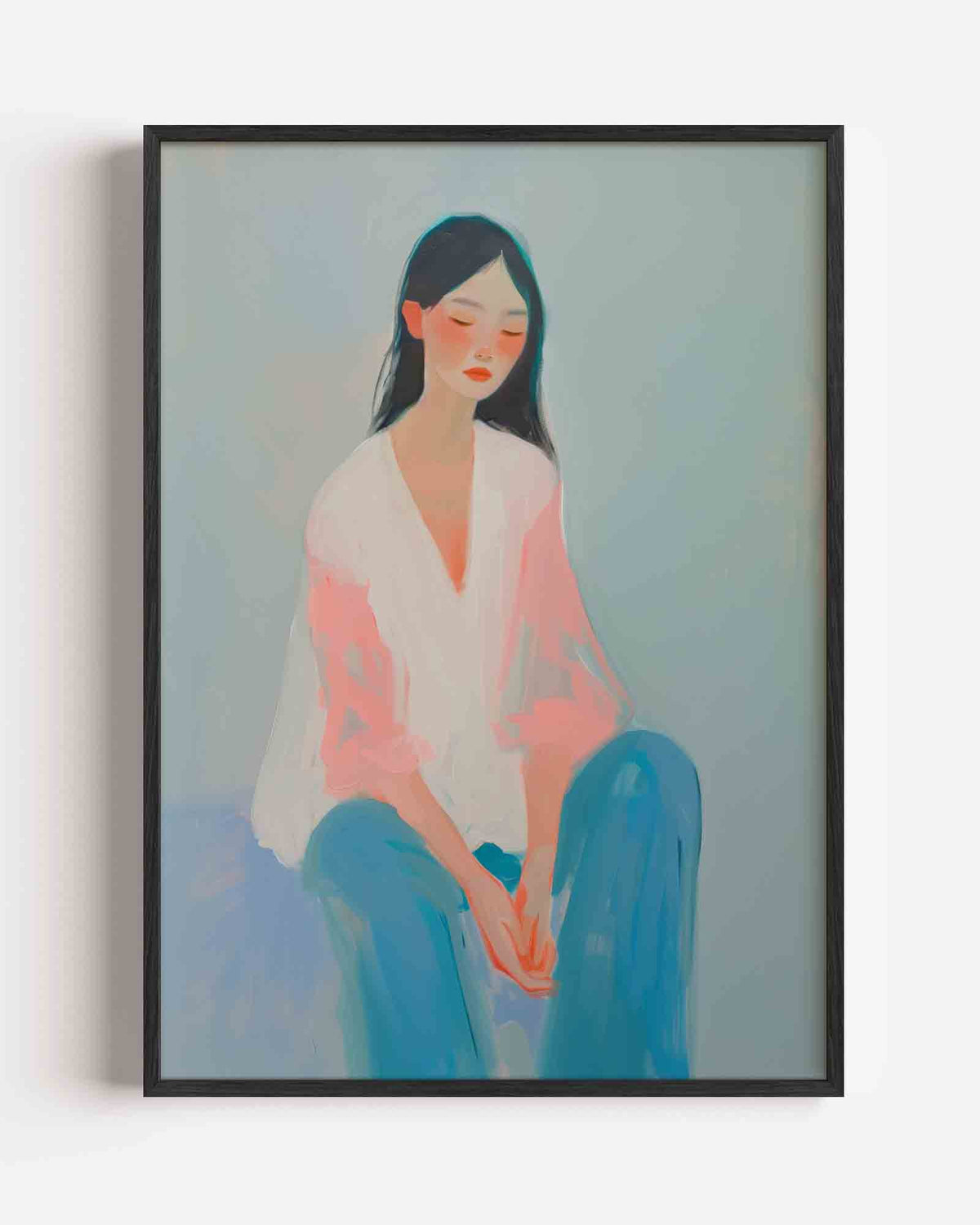 Zittende vrouw – hedendaagse illustratie portret poster als wanddecoratie