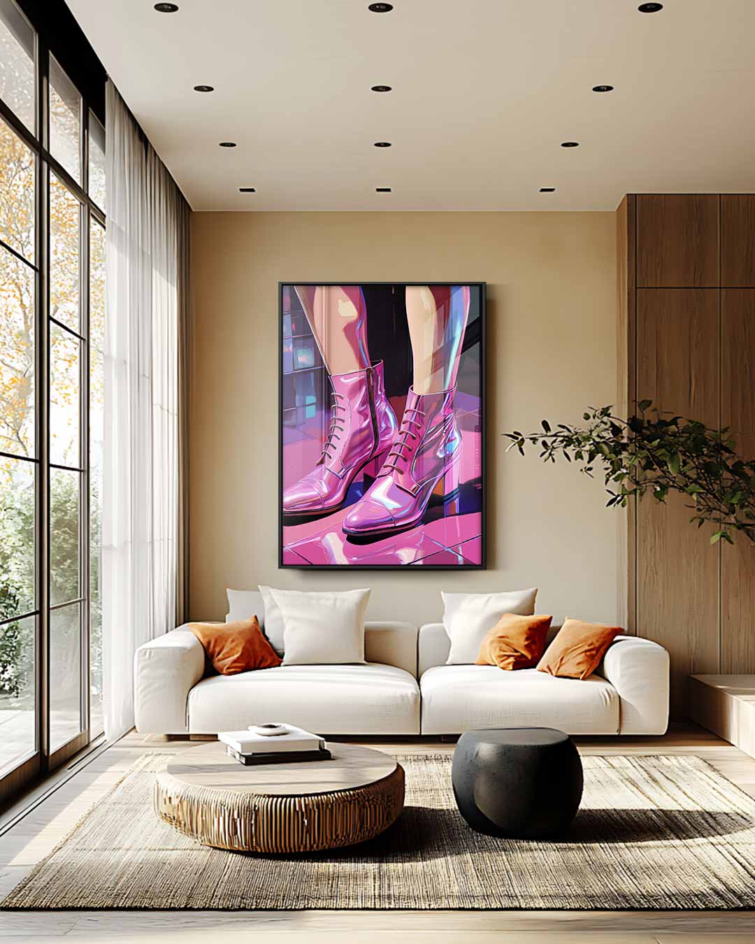 Stijlvolle Glanzende Enkellaarsjes – staand kunstwerk voor modern interieur