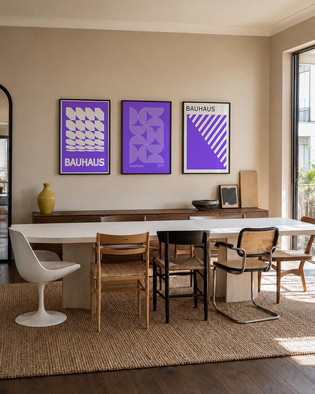 Vorm en ritme driedelige posterset – deze posterset in drie delen toont een dynamisch lijnenspel