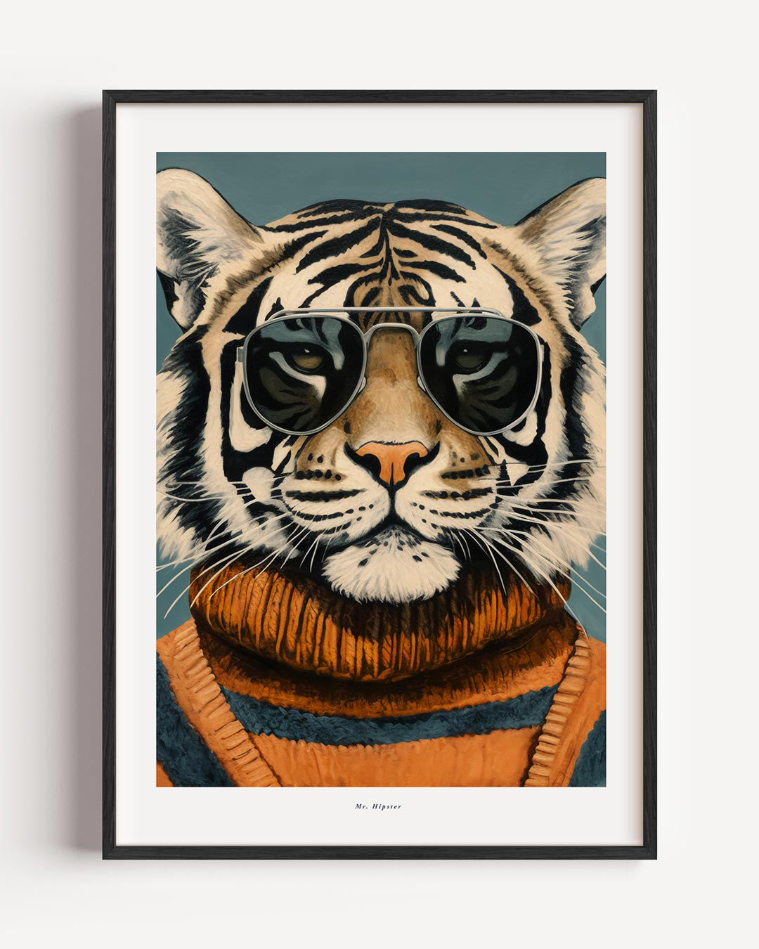 Hippe Tijger – dieren portret poster als wanddecoratie