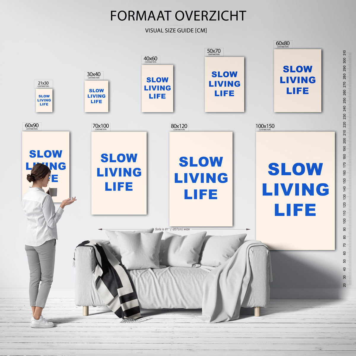 Slow living life – staande muurposter met Slow Living uitstraling
