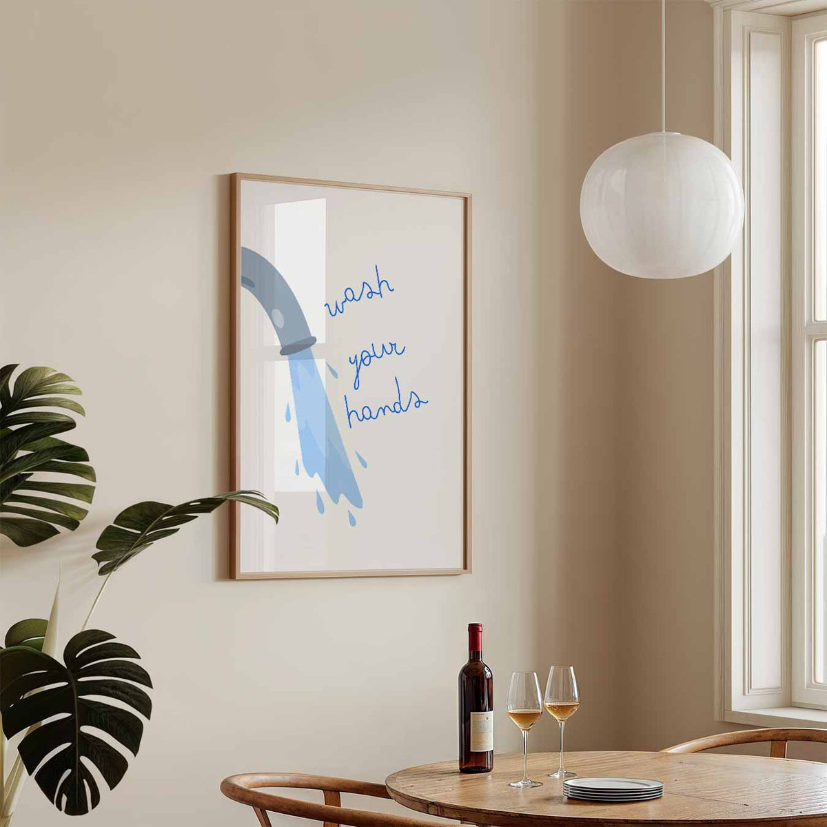 Stijlvolle Handen Was – tekstposter in staand formaat