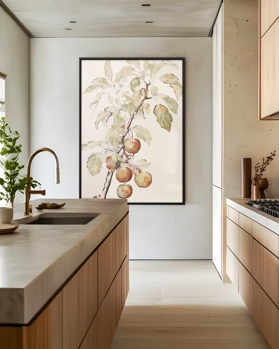 Vintage Appelboom Schilderij – staand kunstwerk voor modern interieur