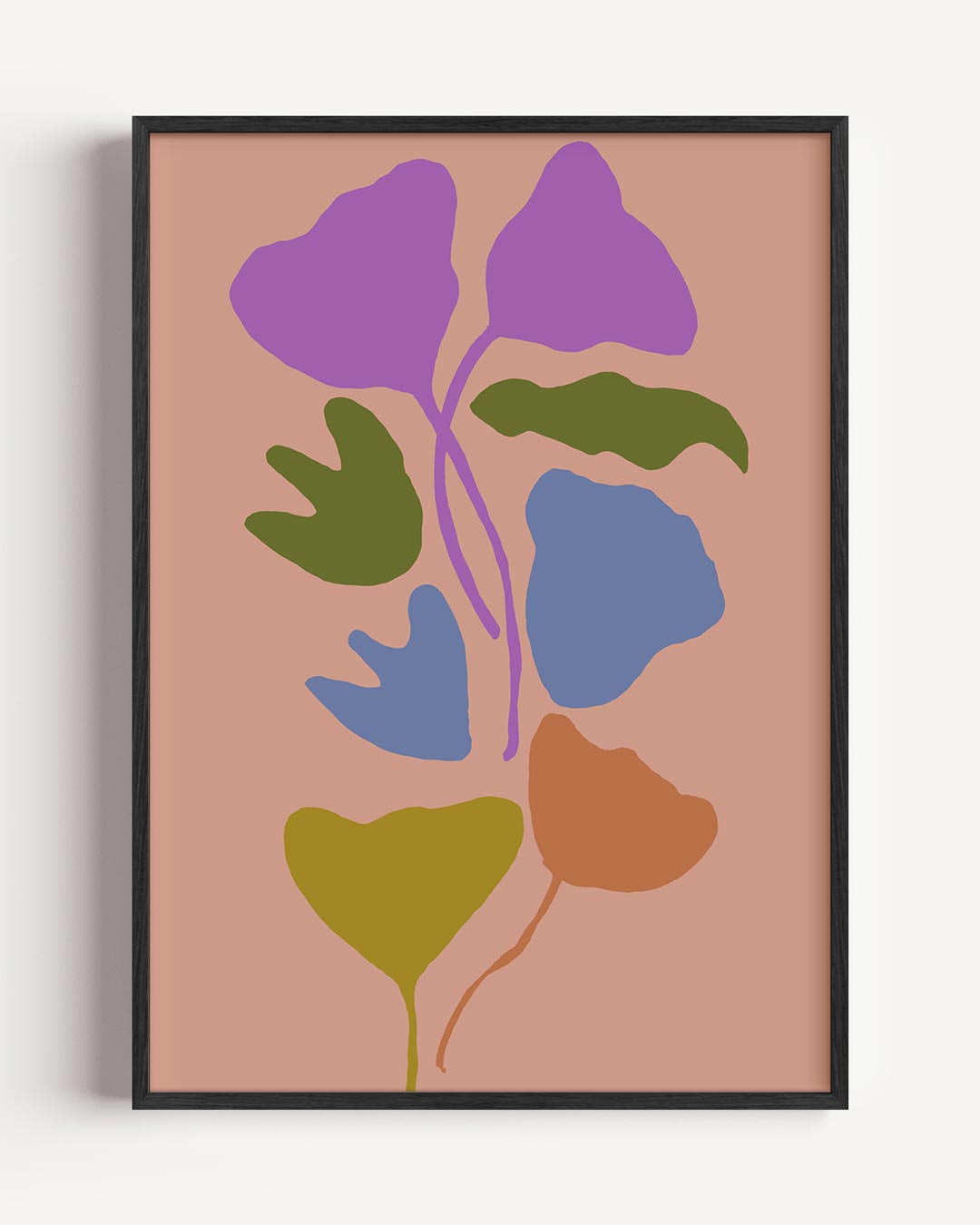 Vrolijke Organische Vormen Wandposter – bloemen portret poster als wanddecoratie