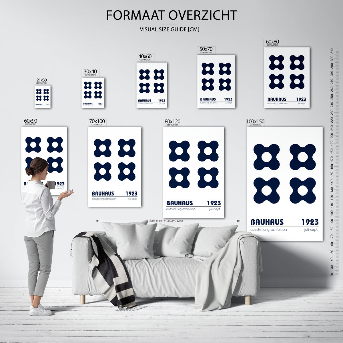 Vormritme en balans – geometrische poster in Bauhaus-stijl van WallArtistic