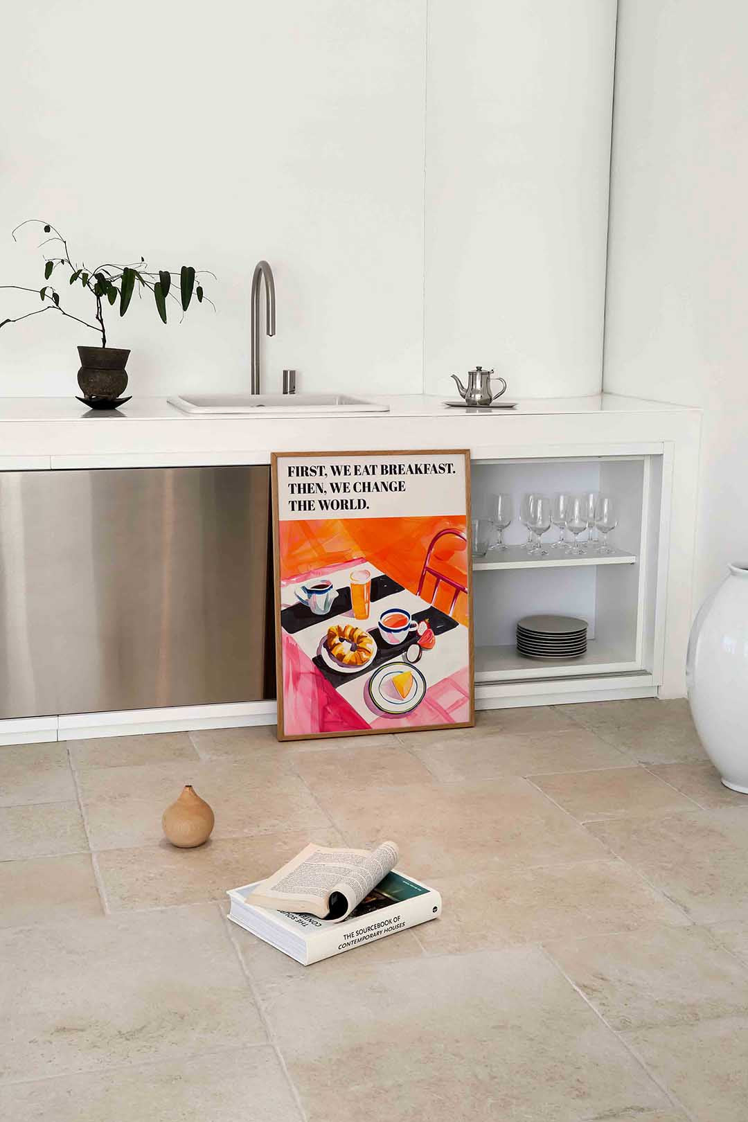 Ontbijttafel met tekst – culinaire wandkunst als portret poster