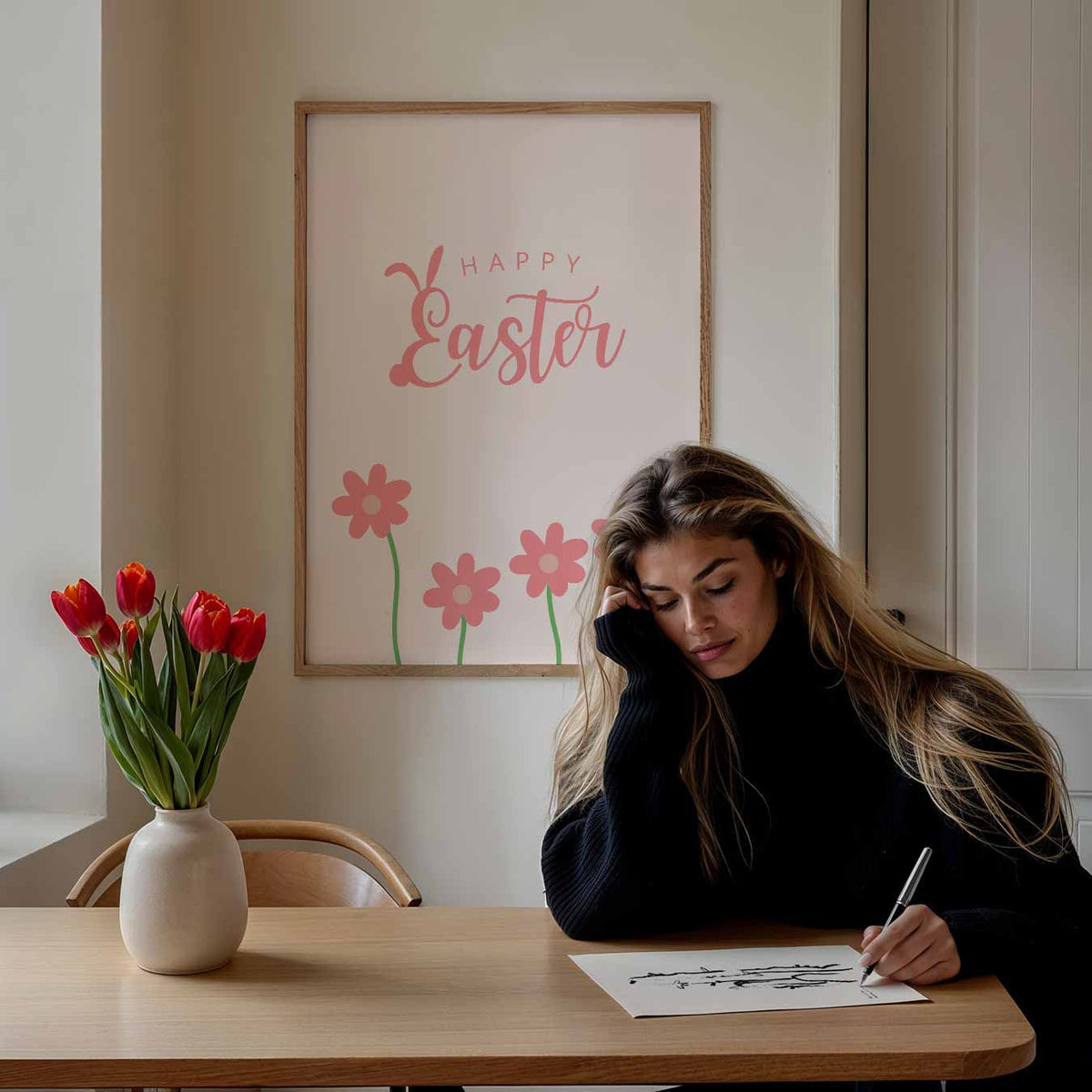 Lente Bloemen Pasen – paasposter in staand formaat