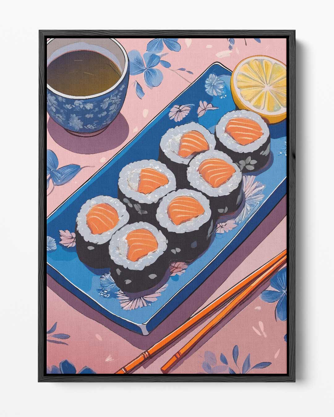 Sushi en Thee Tafereel – portret kunstwerk als wanddecoratie