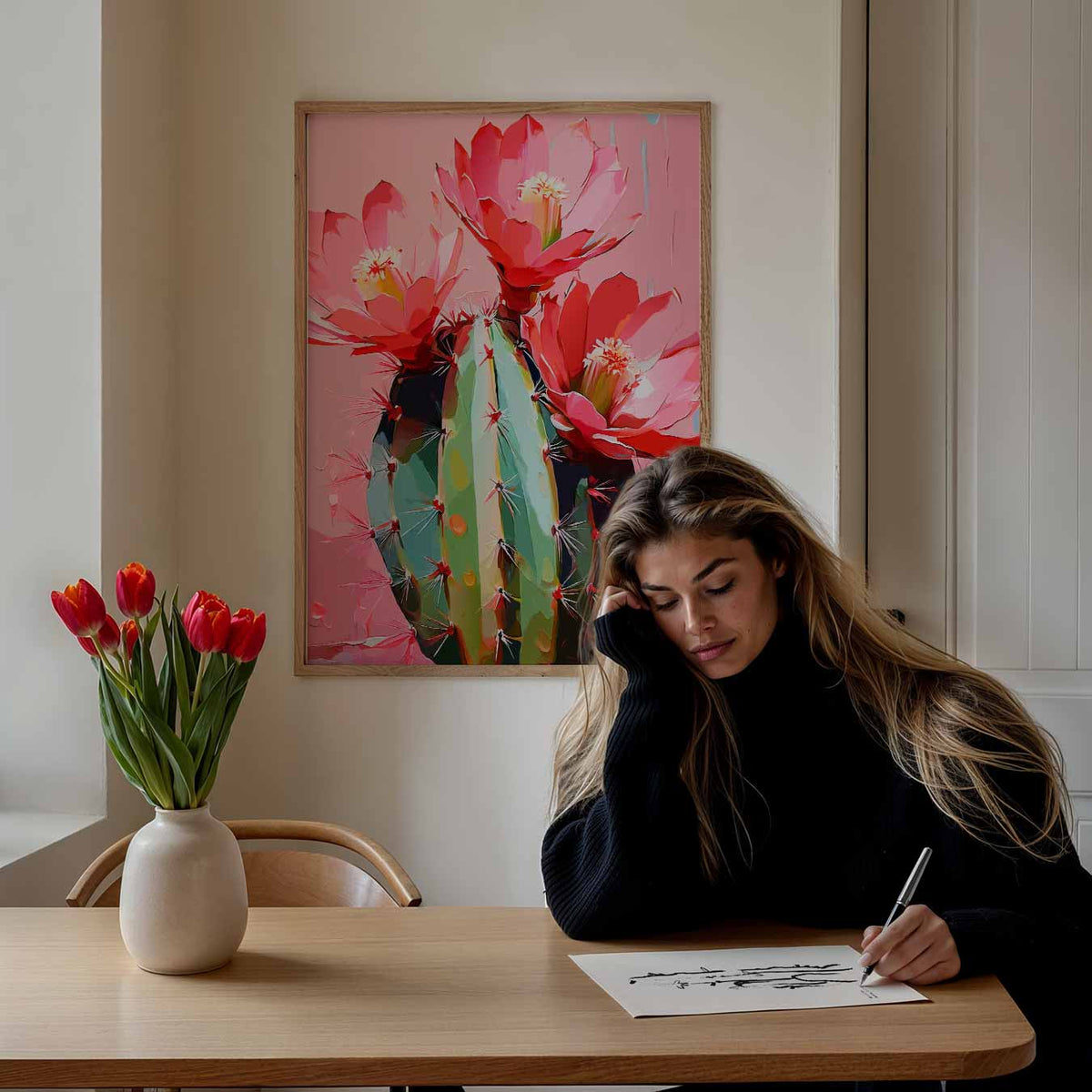 Bloeiende Cactus Kunstposter – paasposter in staand formaat
