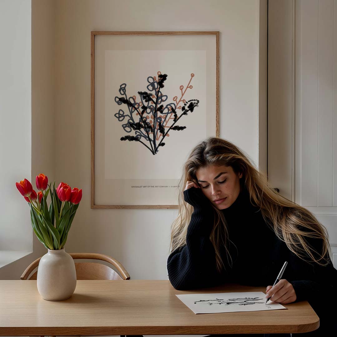 Moderne Minimalistische Bloemenposter – bloemen poster in staand formaat