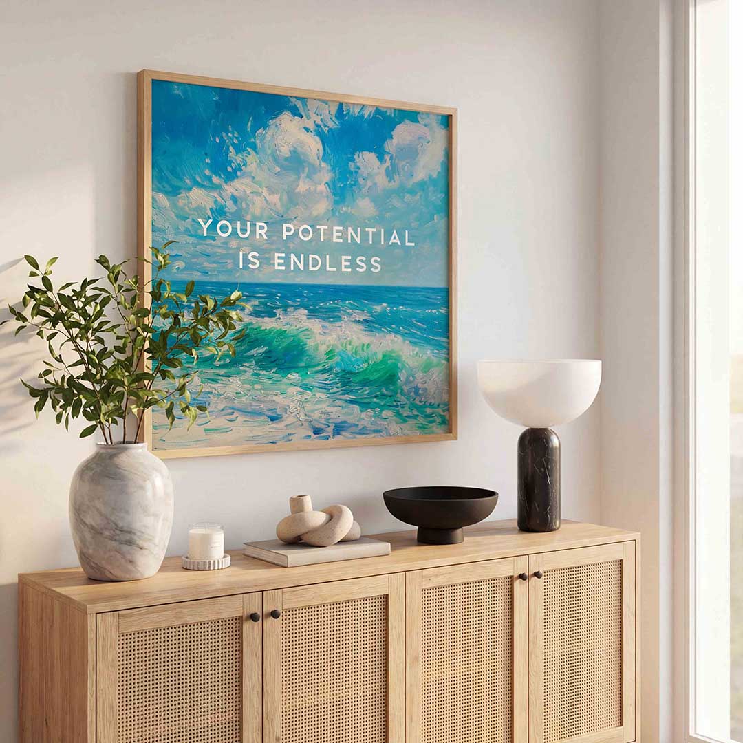 Golven en lucht – illustratie poster in vierkant formaat