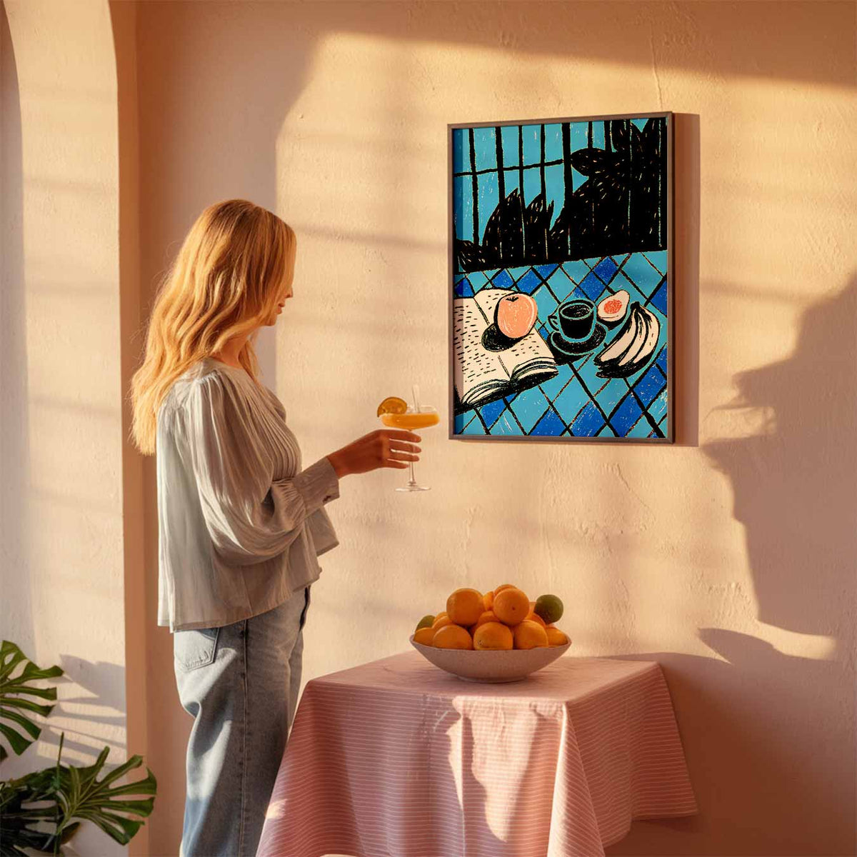 Stijlvolle Ontbijt Illustratie – keuken poster als sfeervolle staande wanddecoratie