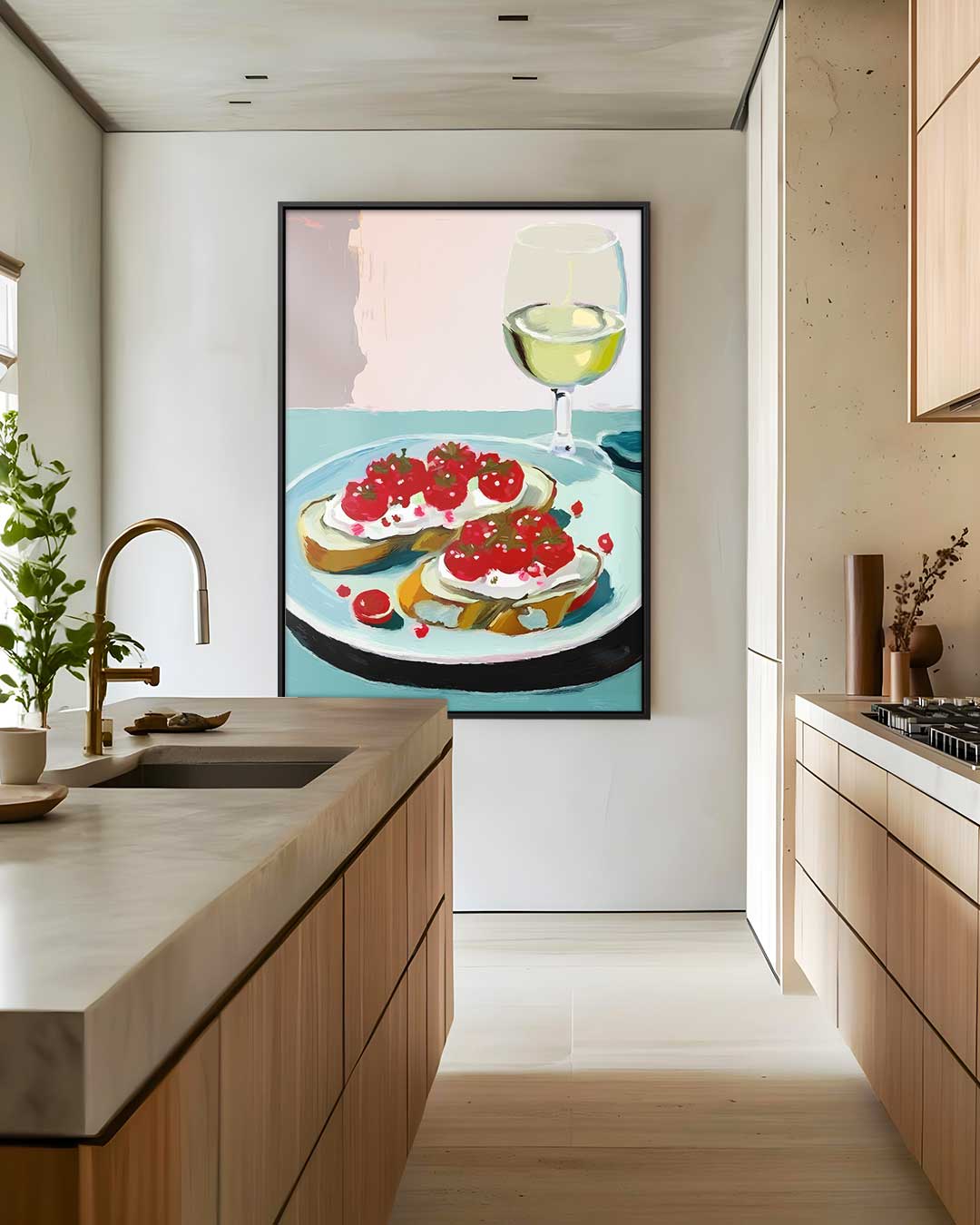 Zomers Genot Schilderij – staand kunstwerk voor modern interieur