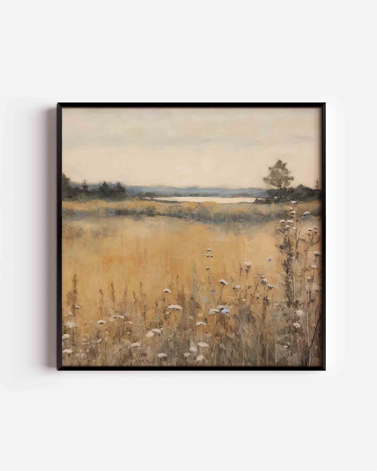 Landschap met bloemen – vintage vierkante poster als wanddecoratie